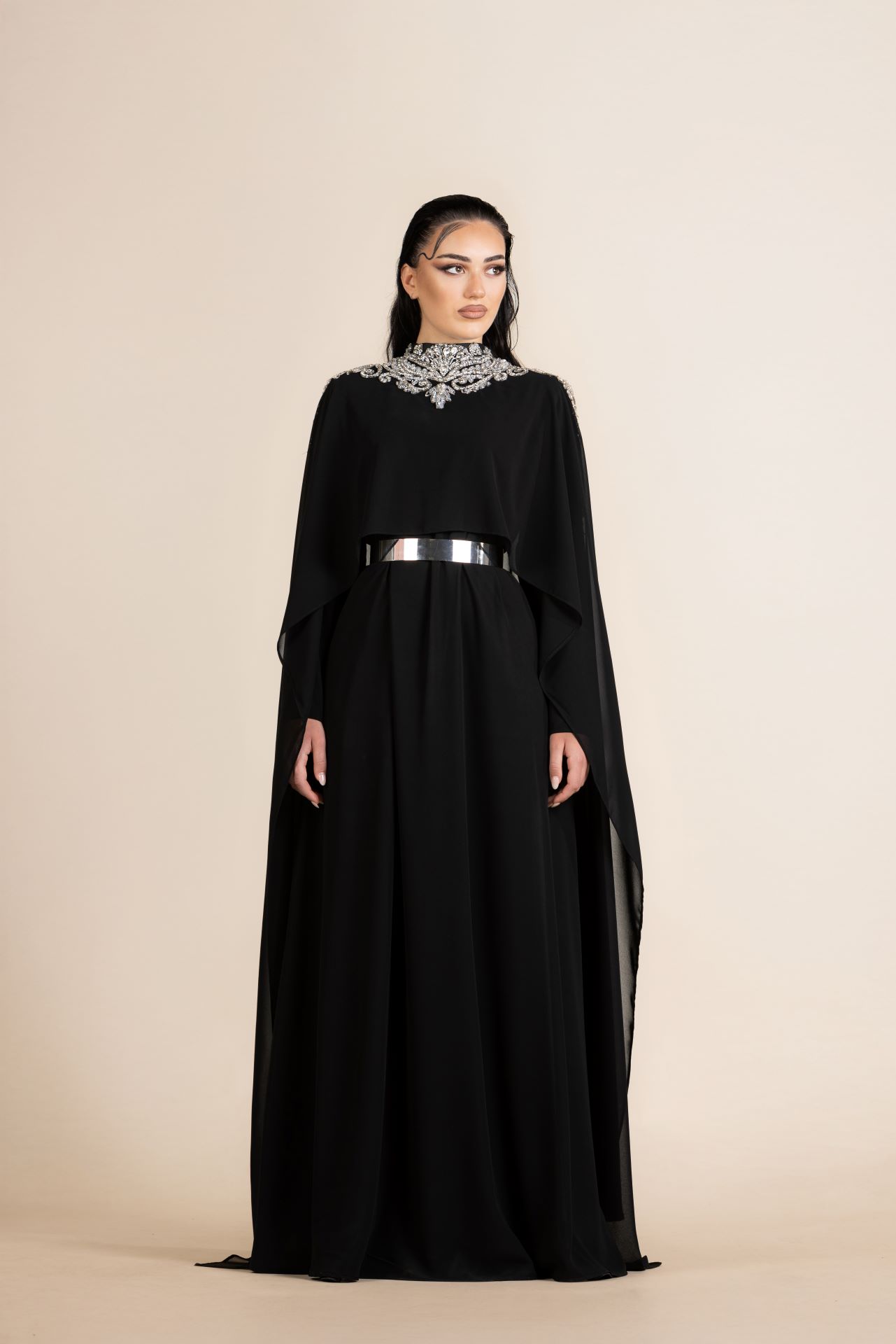 unique black dress for women Classic black dress, with modern cuts and unique hand drawing – FLUTURA  DEDINJA